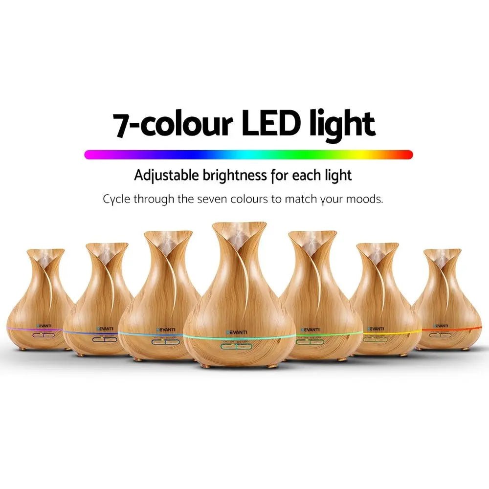 Devanti Aroma Diffuser Aromatherapy Light Wood 400ml - Appliances > Aroma Diffusers & Humidifiers > Aroma Diffusers - valley-botanicals.com