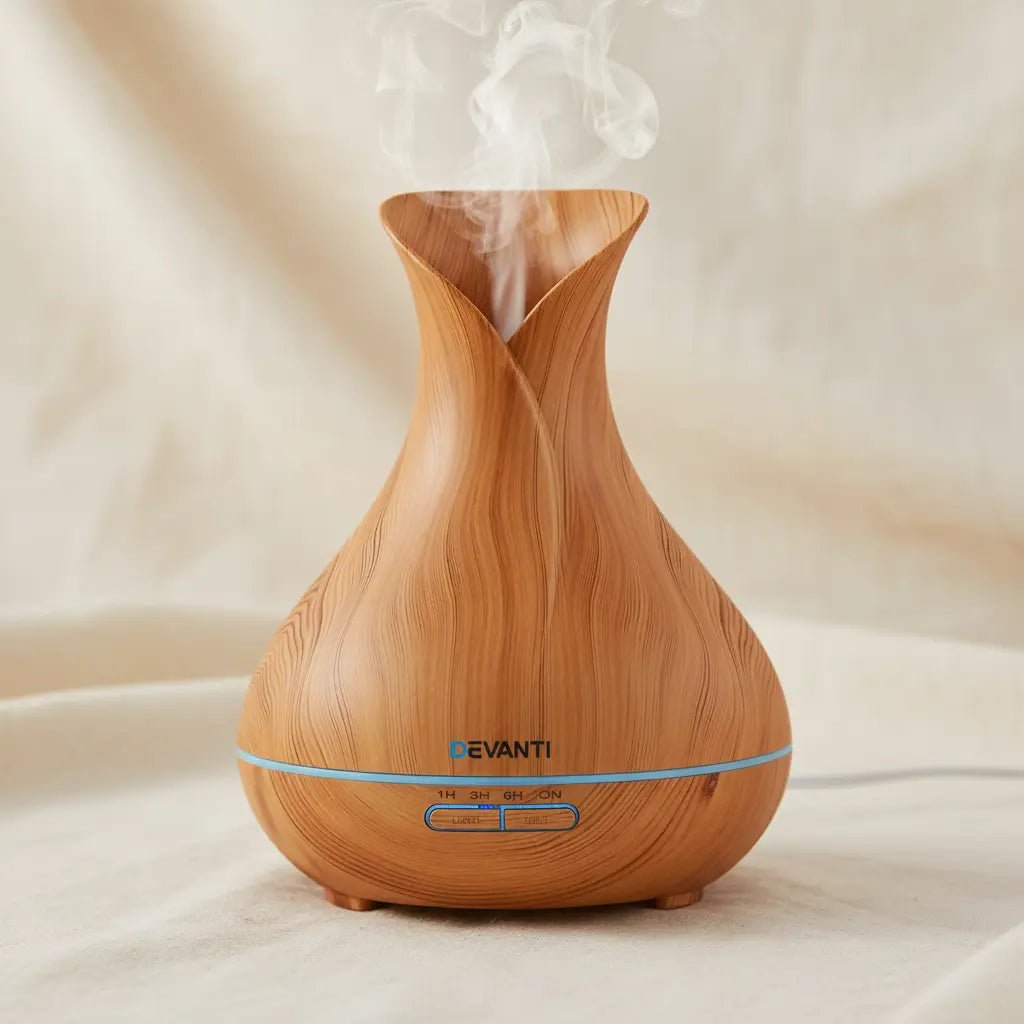 Devanti Aroma Diffuser Aromatherapy Light Wood 400ml - Appliances > Aroma Diffusers & Humidifiers > Aroma Diffusers - valley-botanicals.com