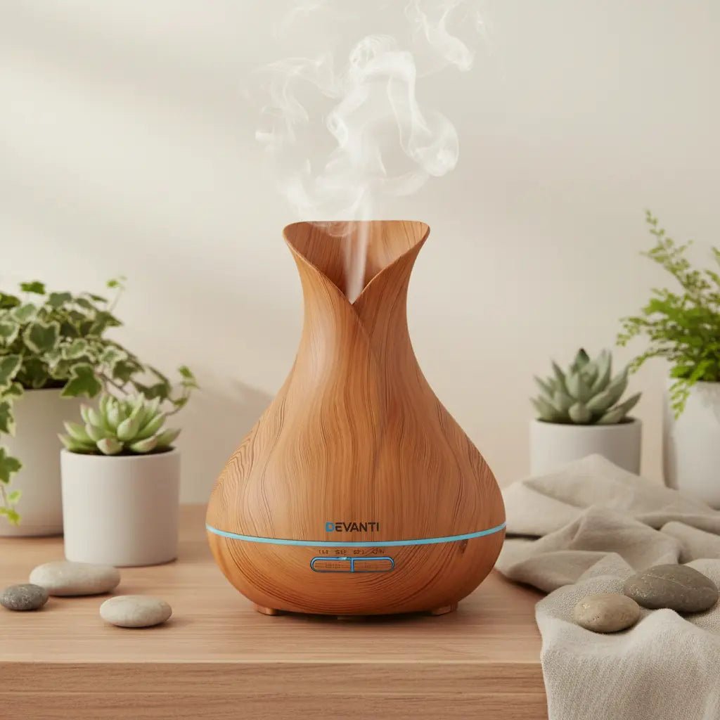 Devanti Aroma Diffuser Aromatherapy Light Wood 400ml - Appliances > Aroma Diffusers & Humidifiers > Aroma Diffusers - valley-botanicals.com