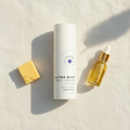 Flat lay — mango butter & dropper