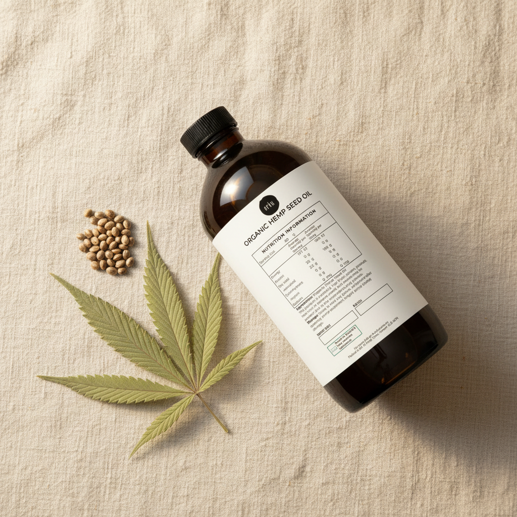Hemp Seed Oil Flat Lay