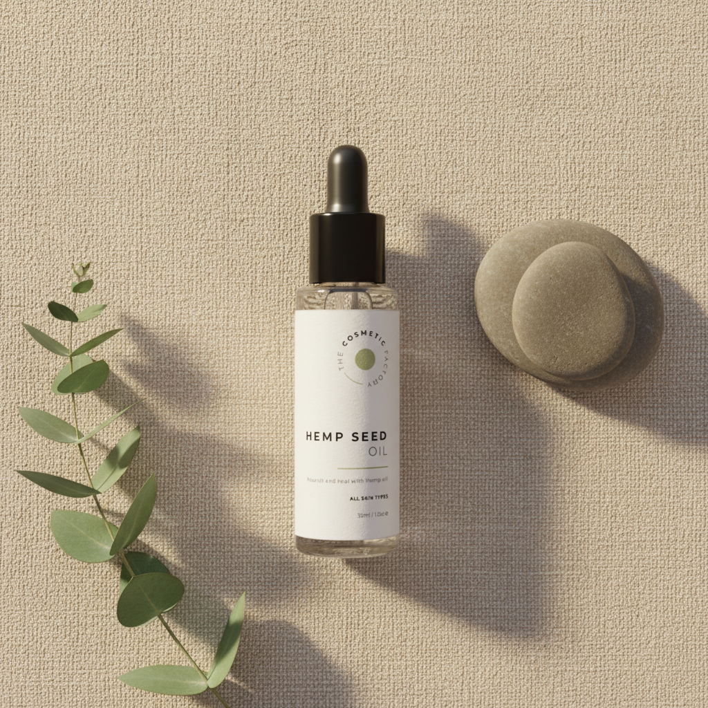 Hemp Seed Oil 30ml — Flat Lay | Valley Botanicals
