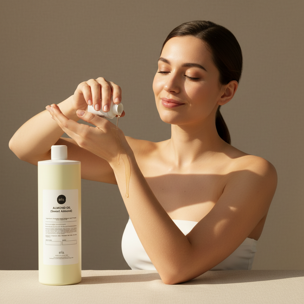 Sweet Almond Oil 500ml — Model Shot | Valley Botanicals