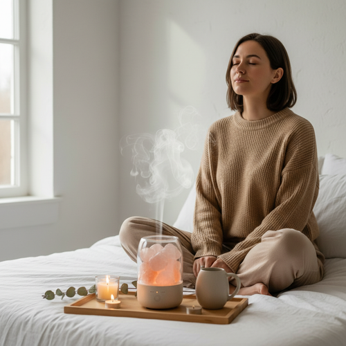 Rose Quartz Crystal Diffuser Model Lifestyle Shot